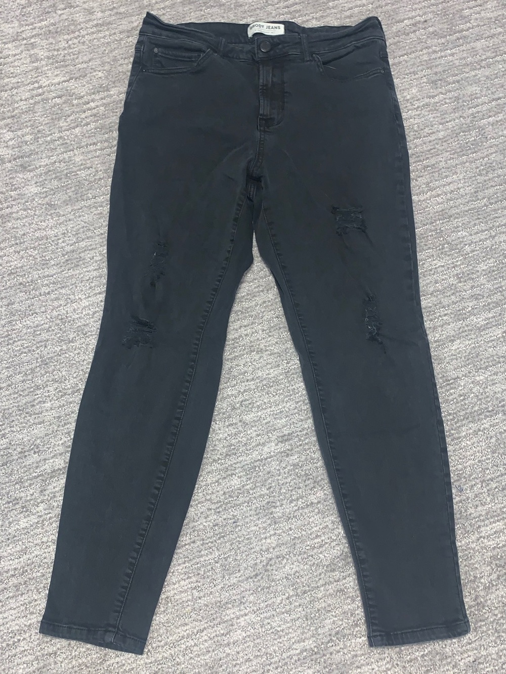 High-Rise Black Skinny Jeans with Subtle Distress - Body Jeans